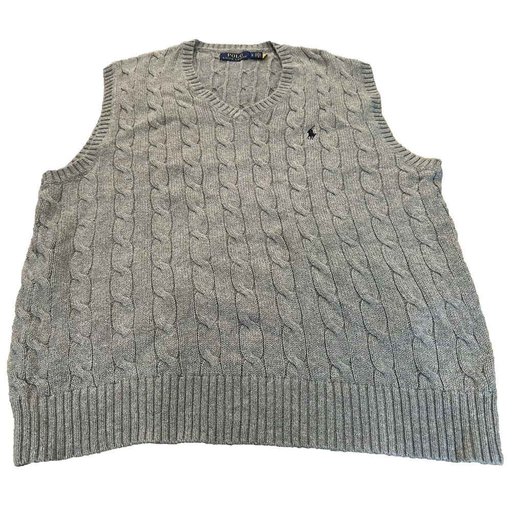 Polo Ralph‎ Lauren Mens Sweater Vest 100% Cotton V-Neck Sleeveless Size L